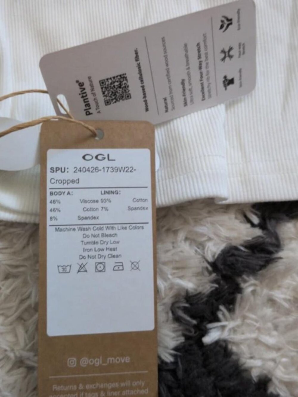 OGL Built-In Bra White Ribbed Tank - Picture 5 of 5